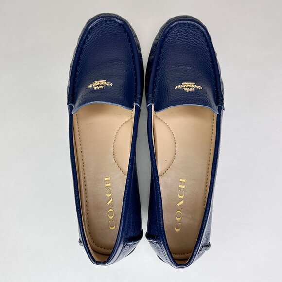 COACH Marley Driver Blue Slip On Loafers Flats‎ Pebbled Leather G4835 Size 8B US - Picture 5 of 15
